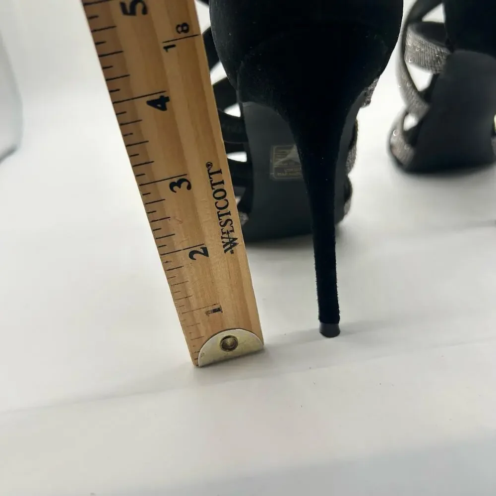 Steve Madden Heels Women 9 Black Malika Open Toe Strap Sandals Wedding Party NEW